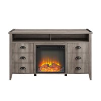 Walker Edison - Rustic Apothecary Two Door Fireplace TV Stand for Most TVs up to 58" - Grey Wash - Front_Zoom