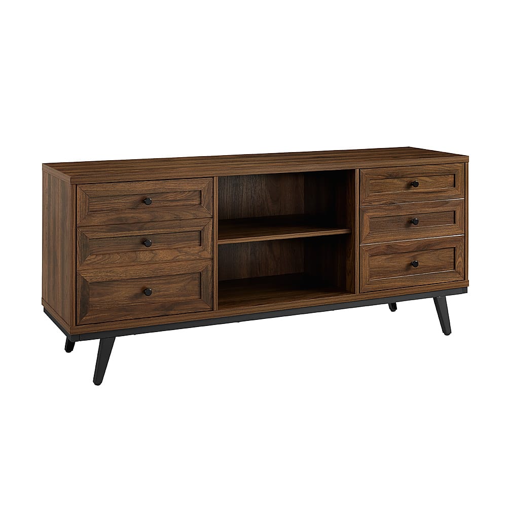 Angle View: Walker Edison - 58” Modern 2 Door TV Stand for TVs up to 65” - Dark walnut