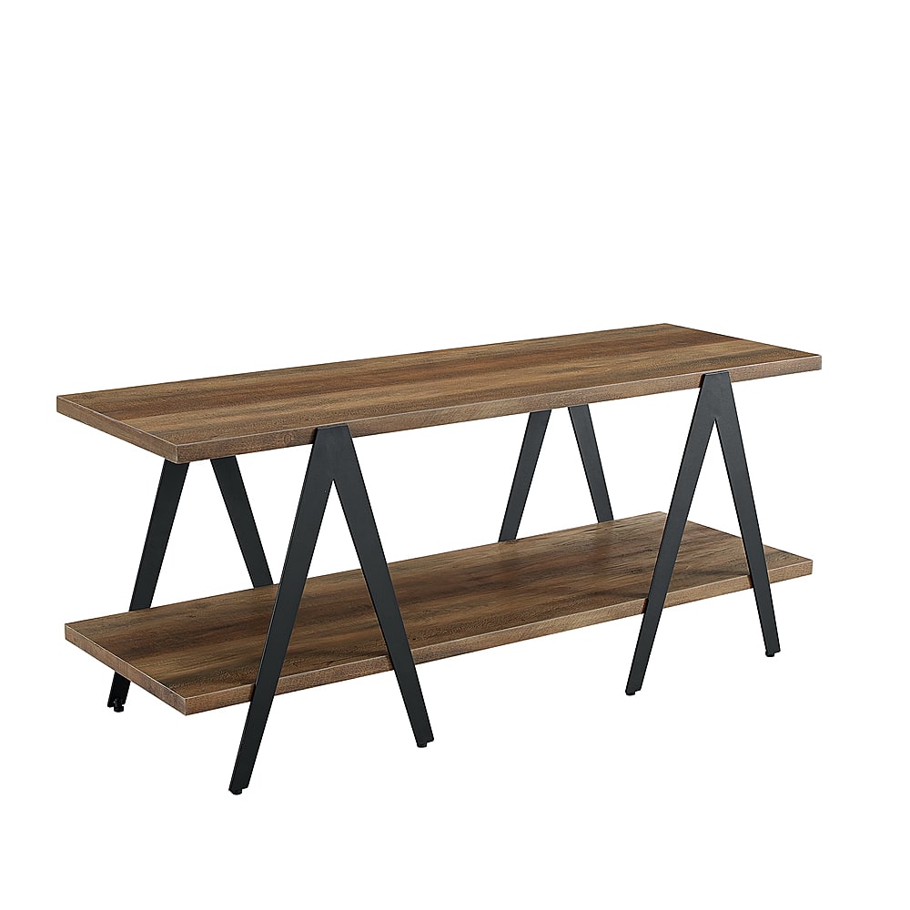 Angle View: Walker Edison - 48” Urban Metal A-Leg TV Stand for TVs up to 55” - Rustic Oak