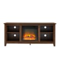 Front Zoom. Walker Edison - Open Storage Fireplace TV Stand for Most TVs Up to 65" - Dark Walnut.