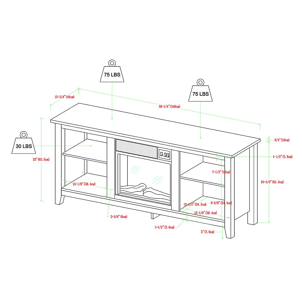 Best Buy Walker Edison 58" Open Storage Fireplace TV Stand for Most