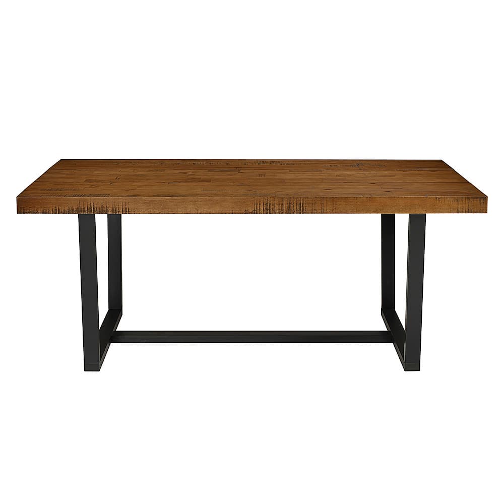 Walker Edison - 72" Rectangular Solid Pine Wood Dining Table - Rustic Oak - Front_Zoom
