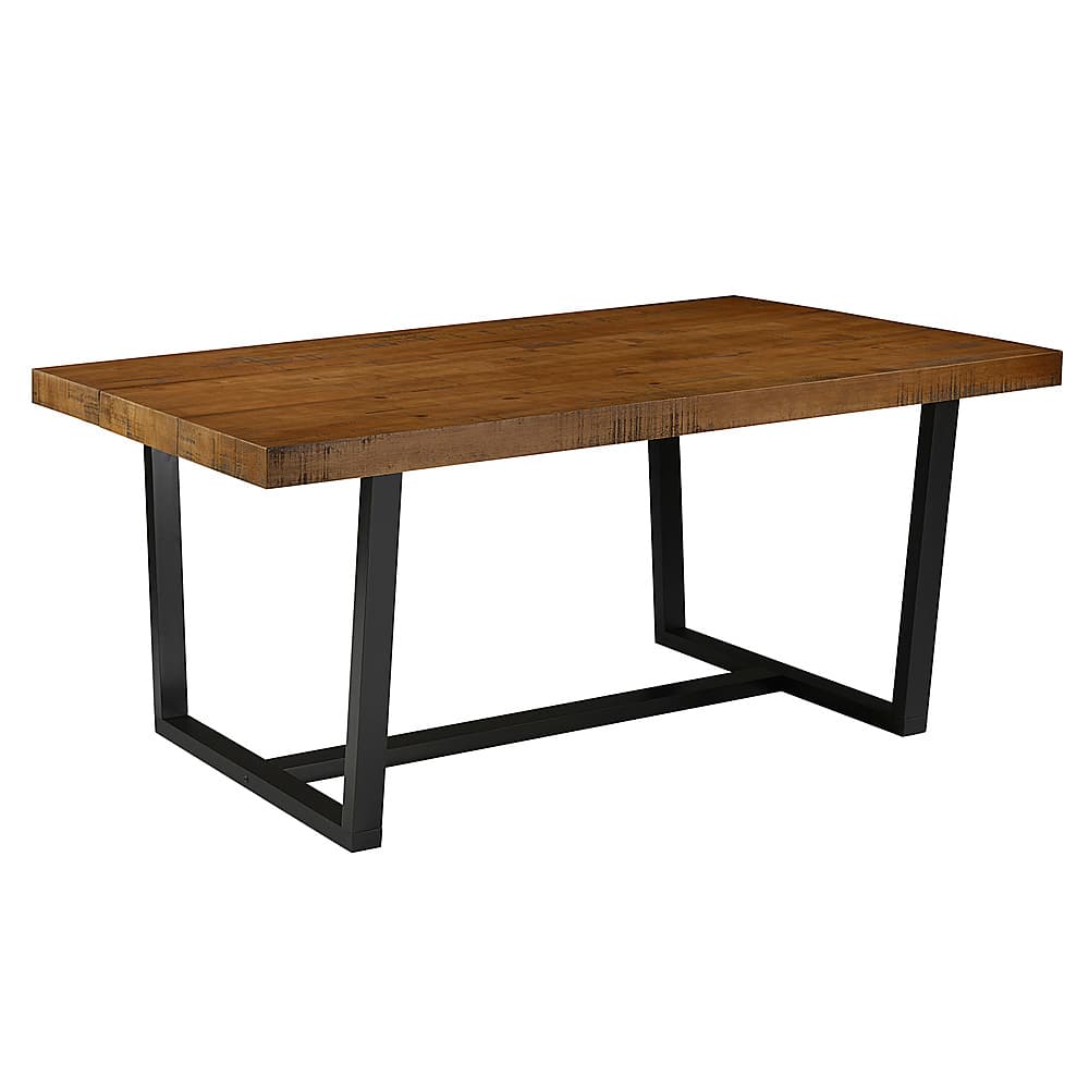 Left View: Walker Edison - 72" Rectangular Solid Pine Wood Dining Table - Rustic Oak