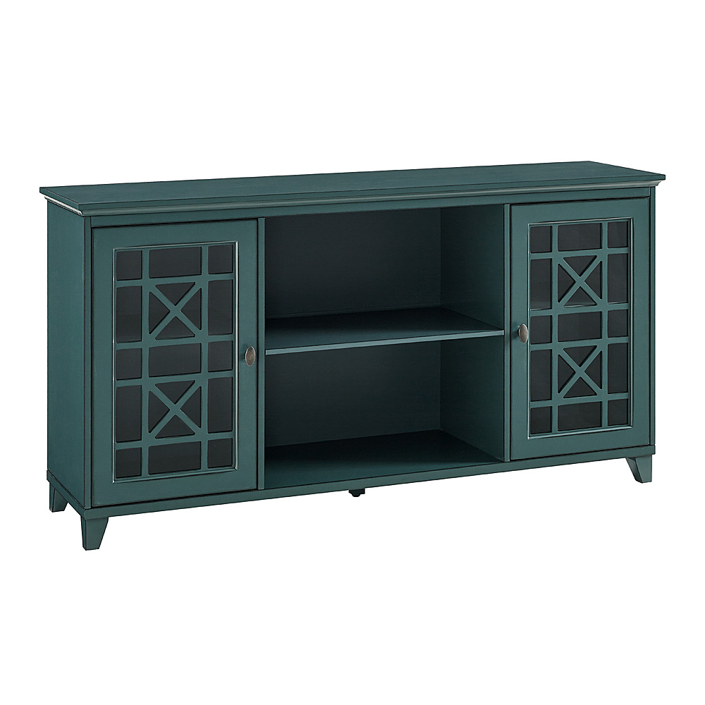 Angle View: Walker Edison - 60” Classic 2 Door Sideboard with Fretwork Detail - Antique dark teal