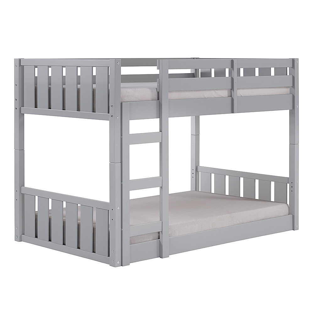 Angle View: Walker Edison - Contemporary Twin over Twin Stackable Solid Wood Bunk Bed - Grey
