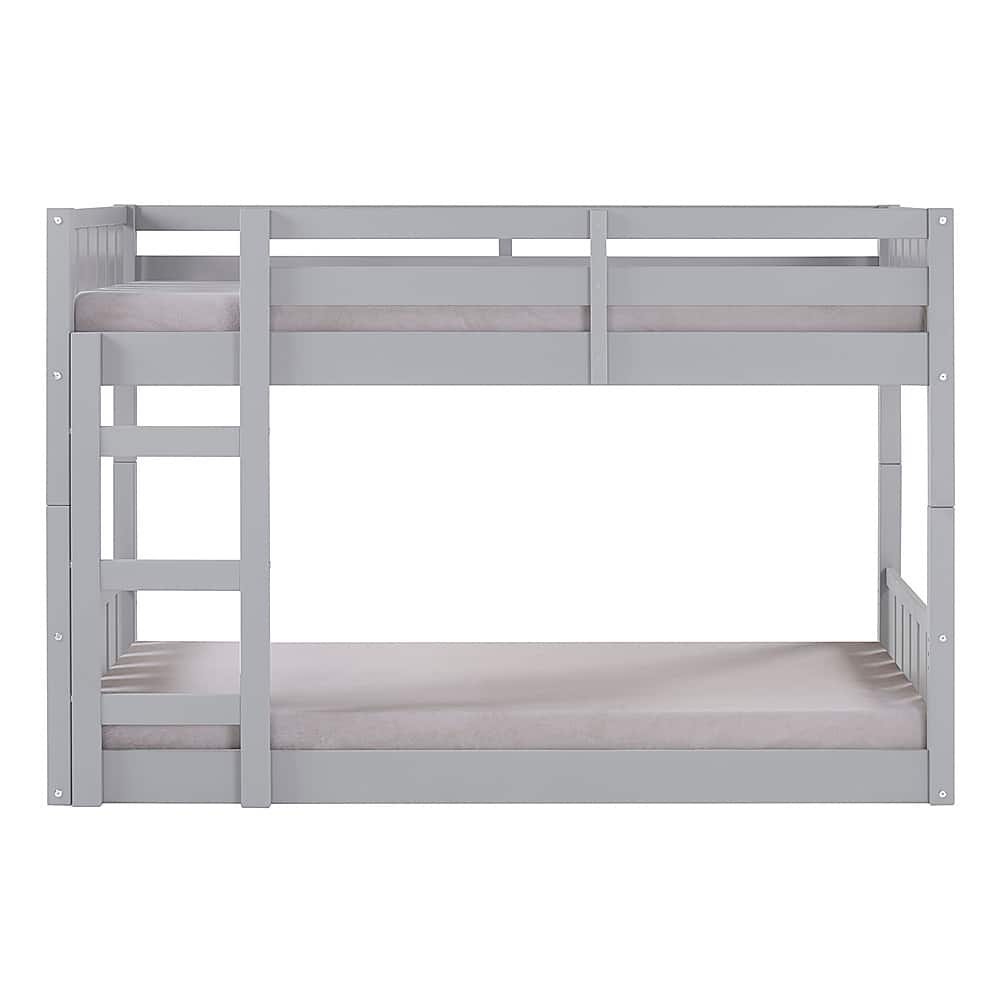 Front. Walker Edison - Contemporary Twin over Twin Stackable Solid Wood Bunk Bed - Gray.