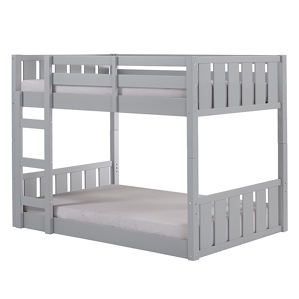 Left View: Walker Edison - Contemporary Twin over Twin Stackable Solid Wood Bunk Bed - Grey