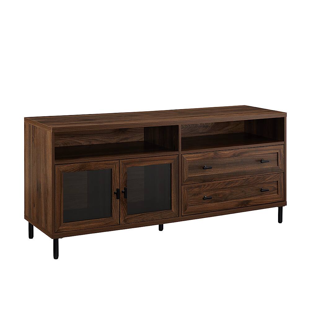 Angle View: Walker Edison - 56” Modern 2 Drawer TV Stand for TVs up to 60” - Dark walnut