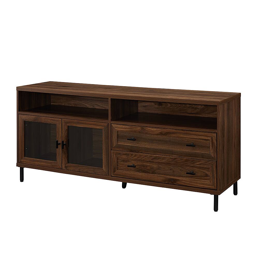 Left View: Walker Edison - 56” Modern 2 Drawer TV Stand for TVs up to 60” - Dark walnut