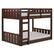 Angle. Walker Edison - Contemporary Twin over Twin Stackable Solid Wood Bunk Bed - Walnut.