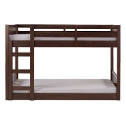 Walker Edison - Contemporary Twin over Twin Stackable Solid Wood Bunk Bed - Walnut - Front_Zoom