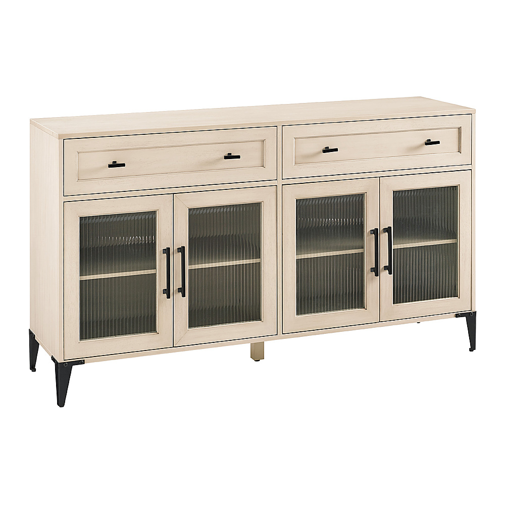 Angle View: Walker Edison - 58" Contemporary Fluted Glass Door Sideboard - Birch