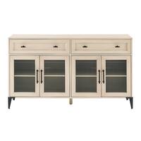 Walker Edison - 58" Contemporary Fluted Glass Door Sideboard - Birch - Front_Zoom