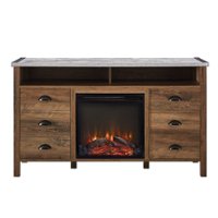 Walker Edison - Rustic Apothecary Two Door Fireplace TV Stand for Most TVs up to 58" - Rustic Oak - Front_Zoom