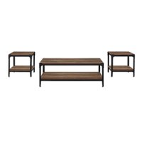 Walker Edison - Rustic 3-Piece Metal-Leg Coffee and Side Table Set - Rustic/Oak - Front_Zoom