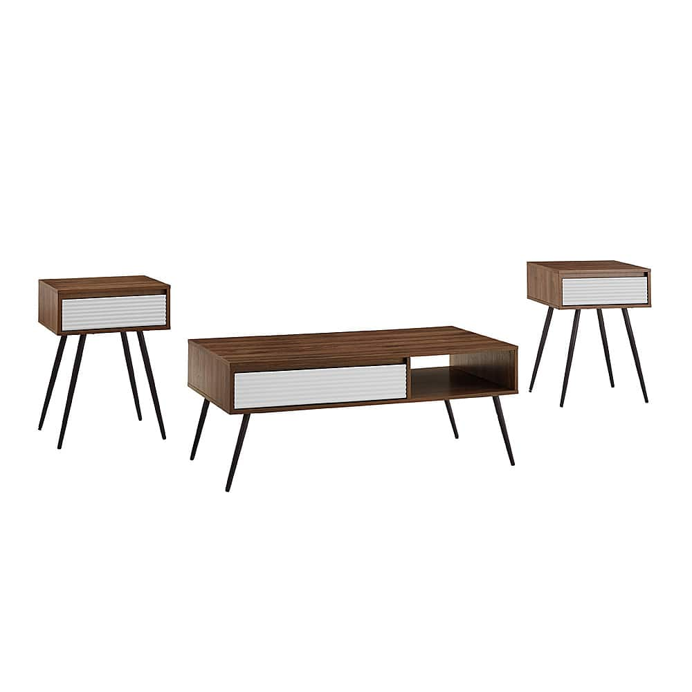 Angle View: Walker Edison - Modern 3 Piece Coffee and Side Table Set - Dark Walnut