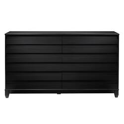 Walker Edison - 60” Contemporary 6 Grooved Drawer Wood Dresser - Black - Front_Zoom