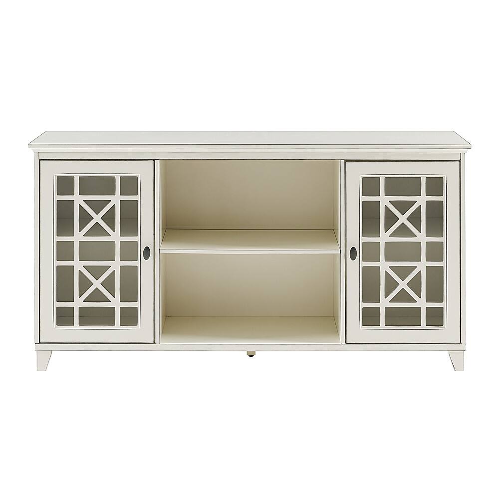Front. Walker Edison - 60” Classic 2 Door Sideboard with Fretwork Detail - Antique white.