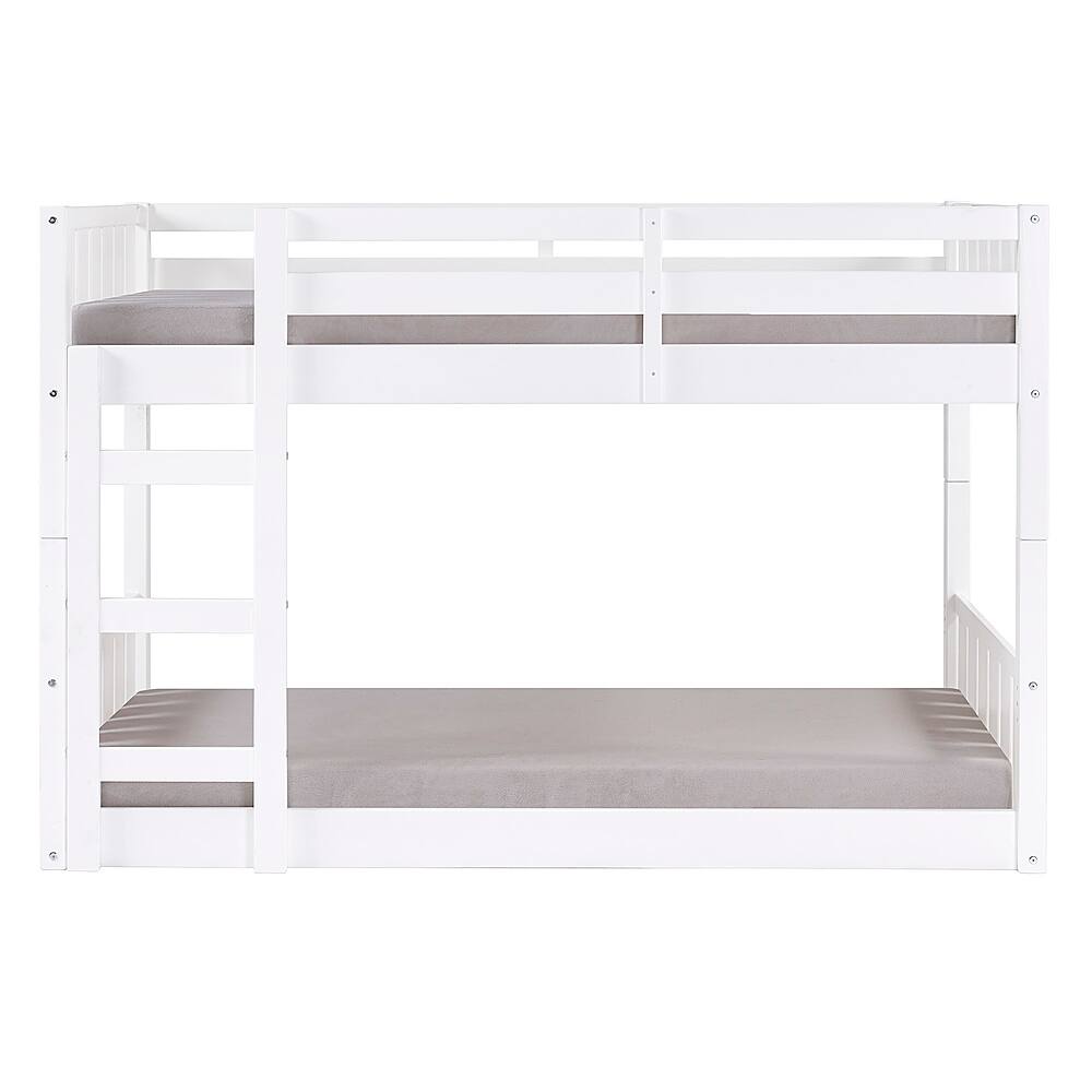 Front. Walker Edison - Contemporary Twin over Twin Stackable Solid Wood Bunk Bed - White.