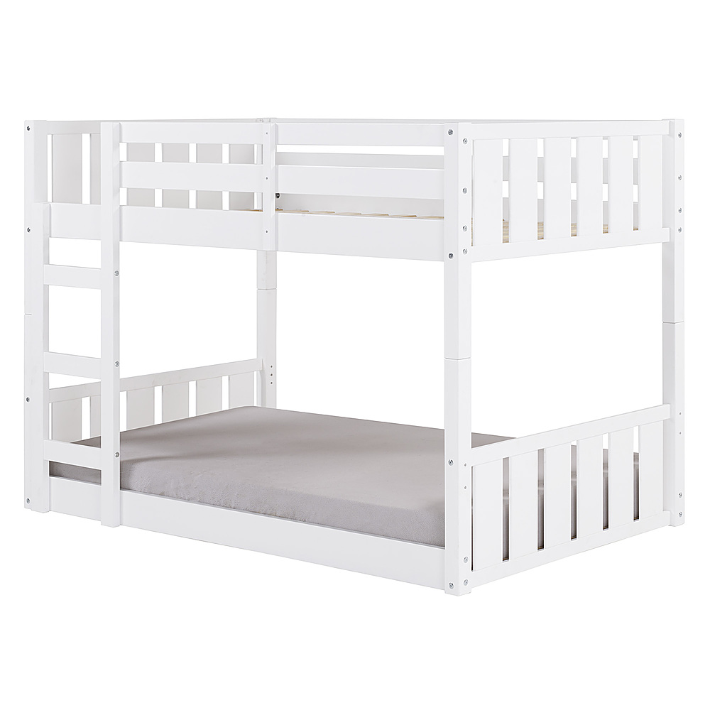 Left View: Walker Edison - Contemporary Twin over Twin Stackable Solid Wood Bunk Bed - White