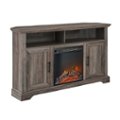 Angle Zoom. Walker Edison - Groove Two Door Farmhouse Fireplace Corner TV Stand for Most TVs up to 60" - Grey Wash.