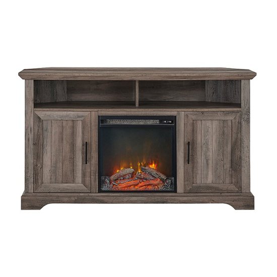 Front Zoom. Walker Edison - Groove Two Door Farmhouse Fireplace Corner TV Stand for Most TVs up to 60" - Grey Wash.