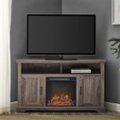 Alt View Zoom 11. Walker Edison - Groove Two Door Farmhouse Fireplace Corner TV Stand for Most TVs up to 60" - Grey Wash.