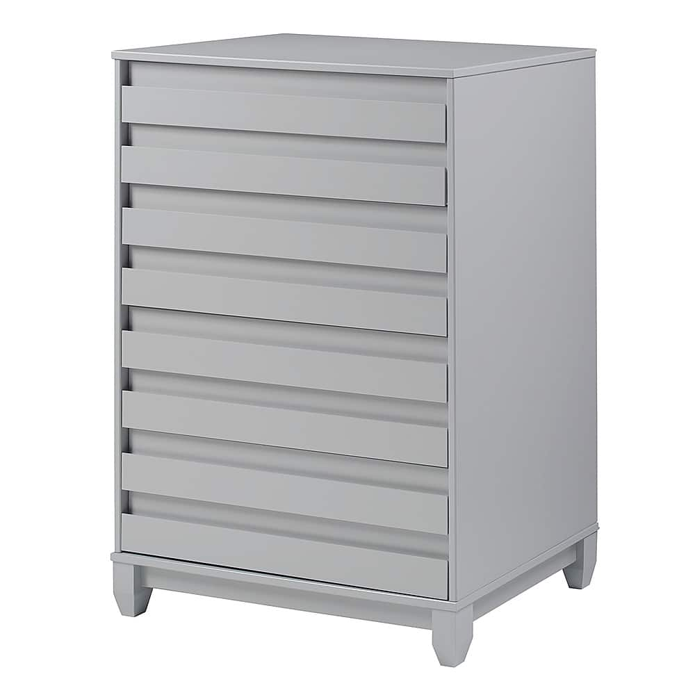 Left View: Walker Edison - 40" Contemporary 4-Drawer Solid Wood Dresser - Grey