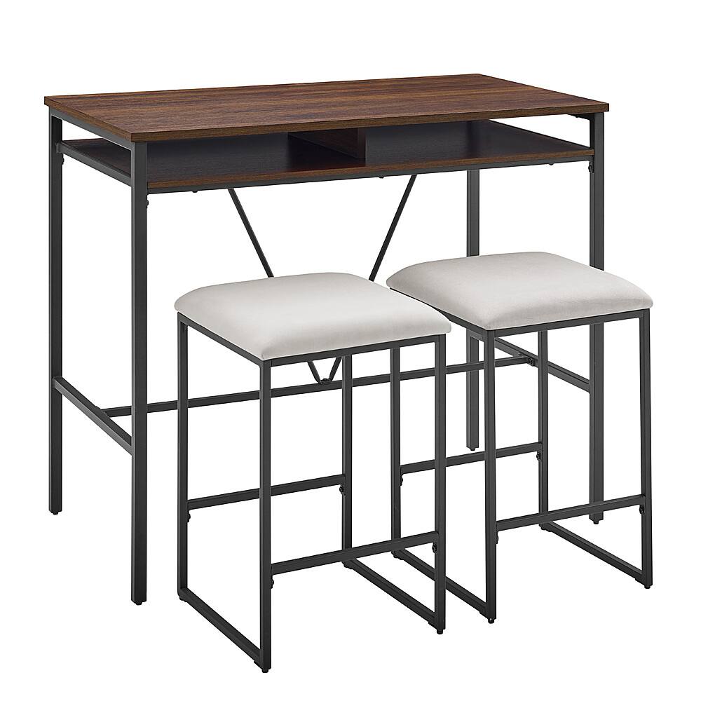 Best Buy Walker Edison 3Piece Counter Height Dining Table with Stools Dark walnut/grey