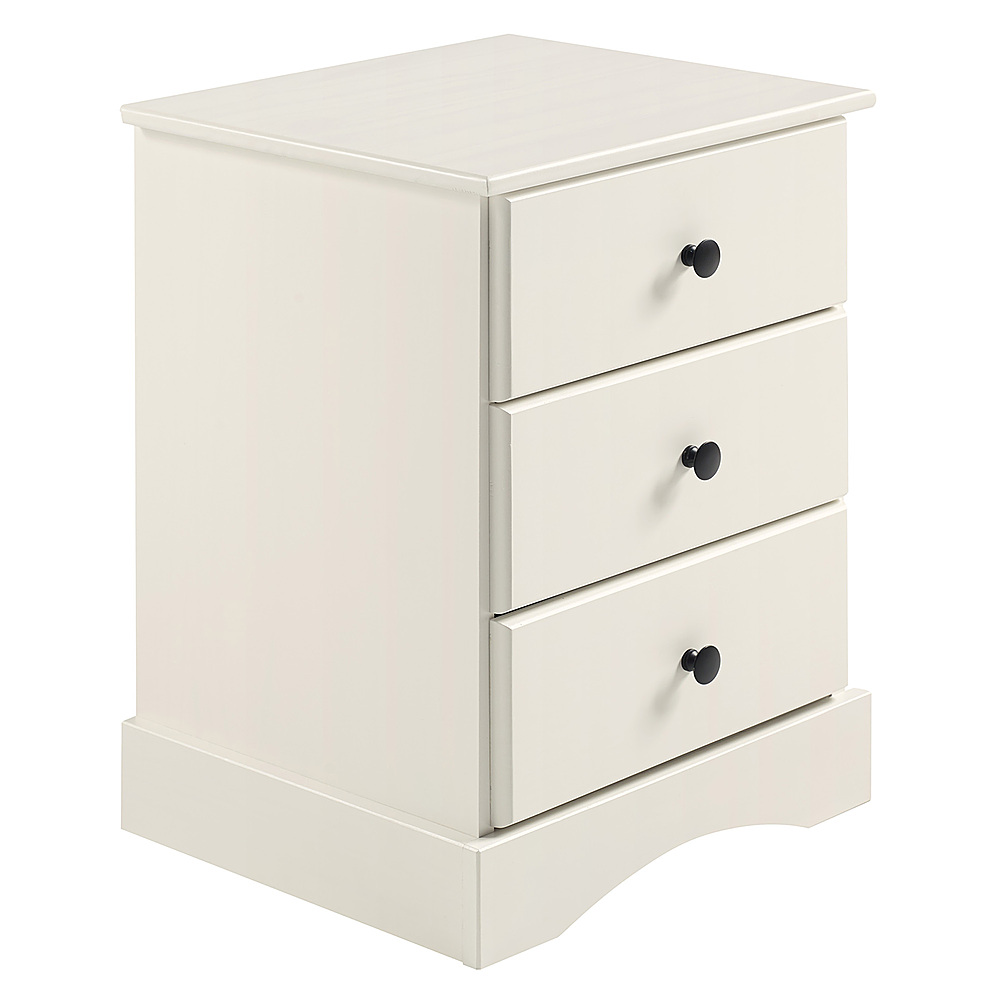 Angle View: Walker Edison - 23” Traditional 3 Drawer Solid Wood Nightstand - White
