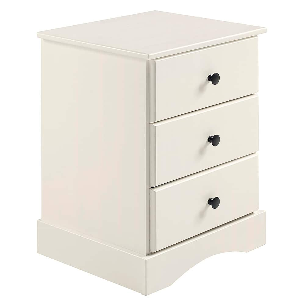 Angle View: Walker Edison - 23” Traditional 3 Drawer Solid Wood Nightstand - White