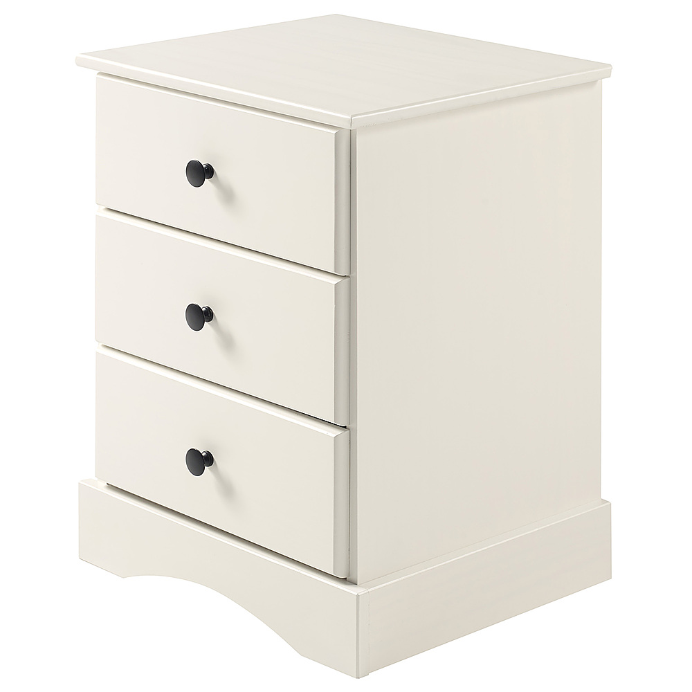 Left View: Walker Edison - 23” Traditional 3 Drawer Solid Wood Nightstand - White