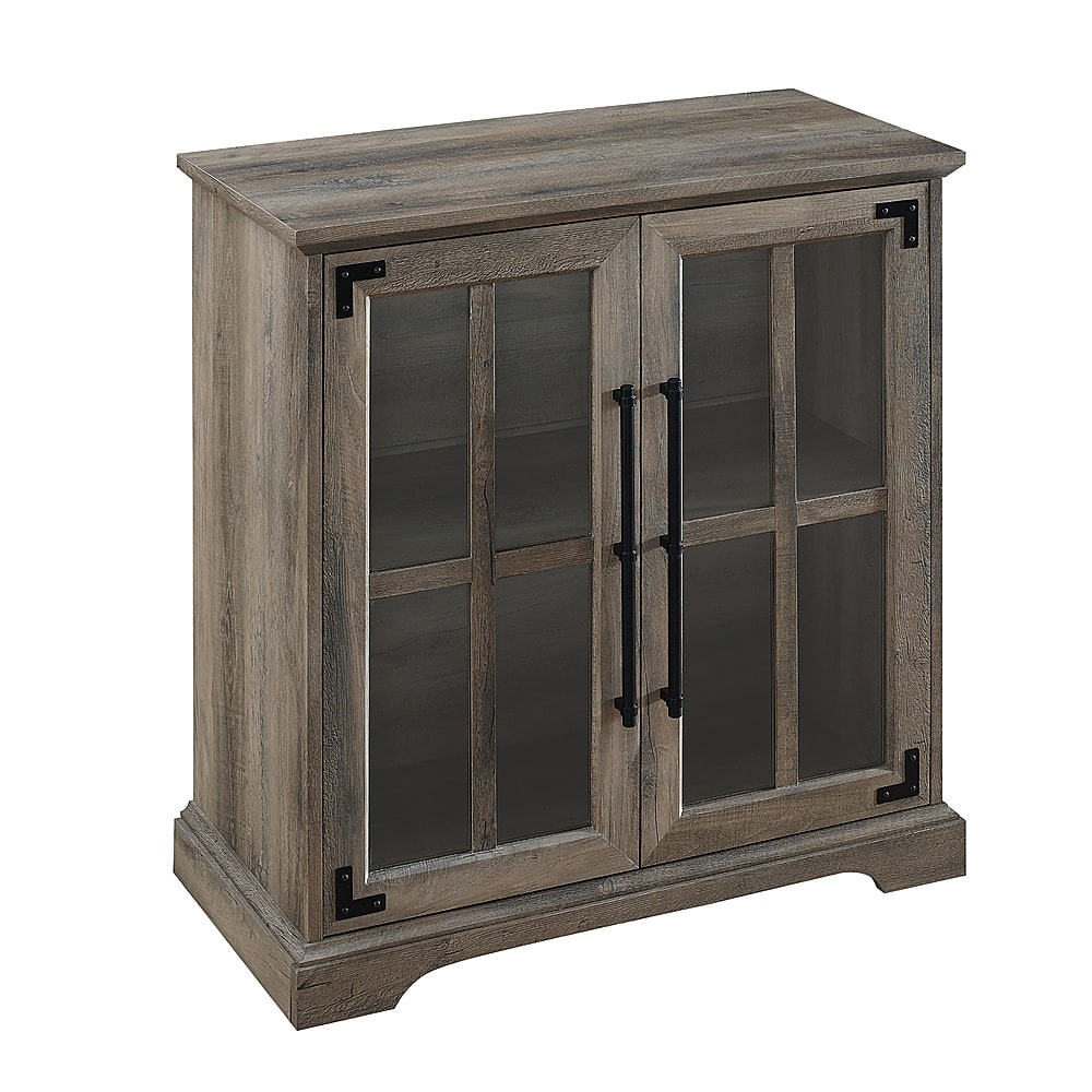 Angle View: Walker Edison - 30" Modern Farmhouse Glass Door Accent Cabinet - Gray Wash