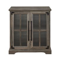 Walker Edison - 30" Modern Farmhouse Glass Door Accent Cabinet - Gray Wash - Front_Zoom
