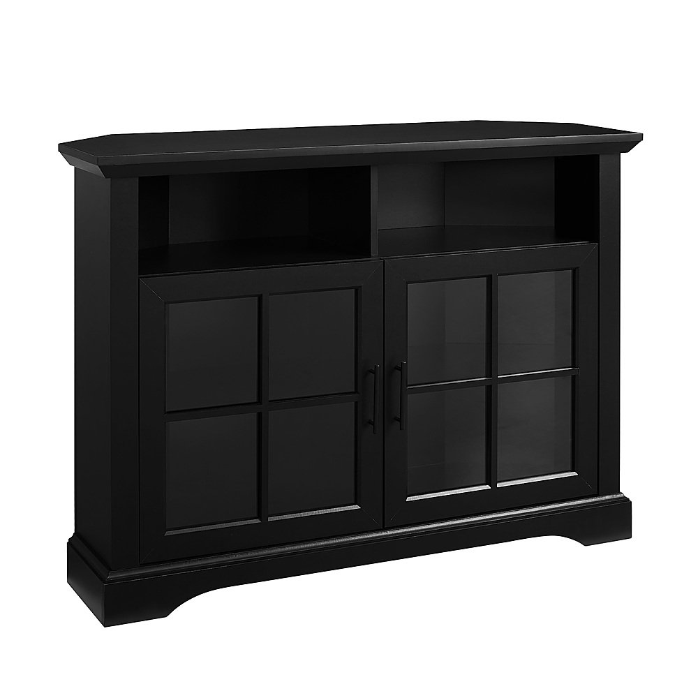 Angle View: Walker Edison - 44” Classic Corner TV Console for TVs up to 50” - Solid black