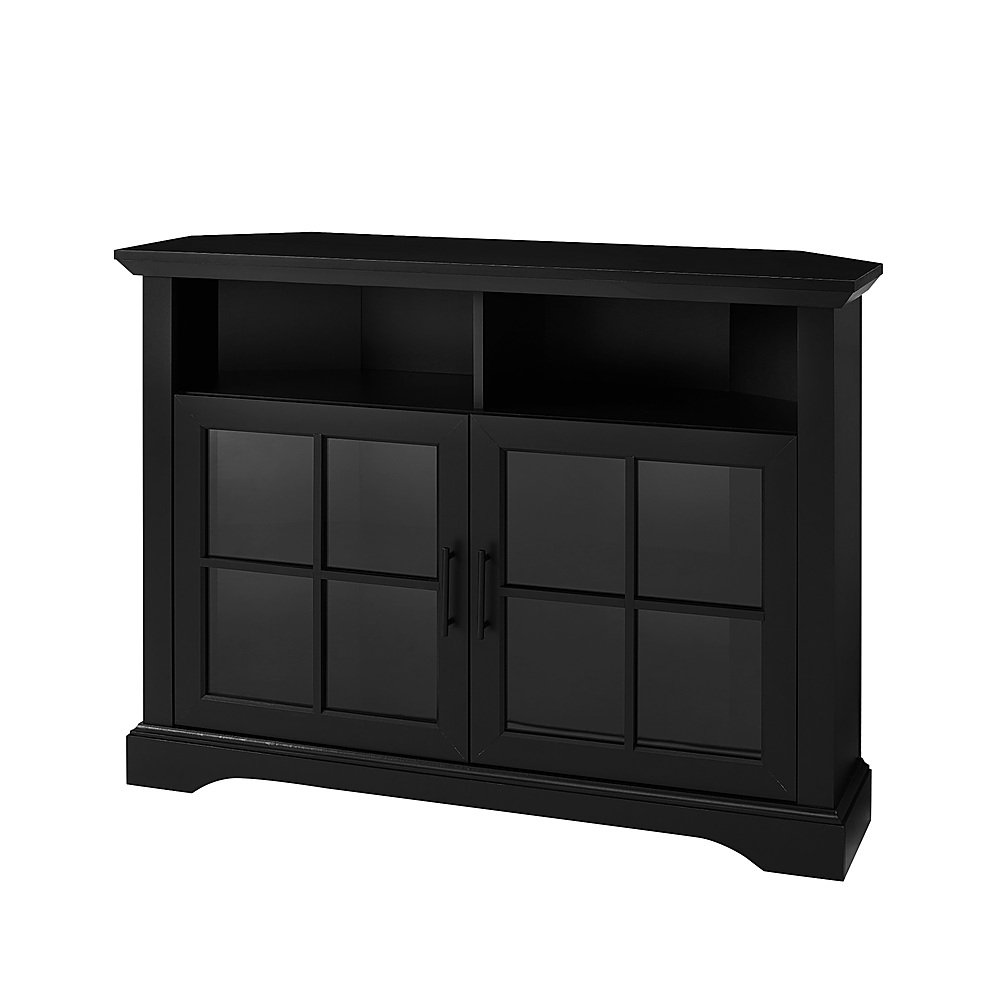 Left View: Walker Edison - 44” Classic Corner TV Console for TVs up to 50” - Solid black