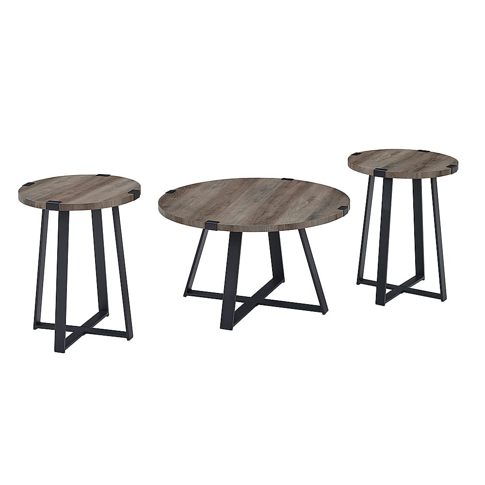 Angle View: Walker Edison - Urban 3 Piece Metal Coffee and Side Table Set - Grey Wash