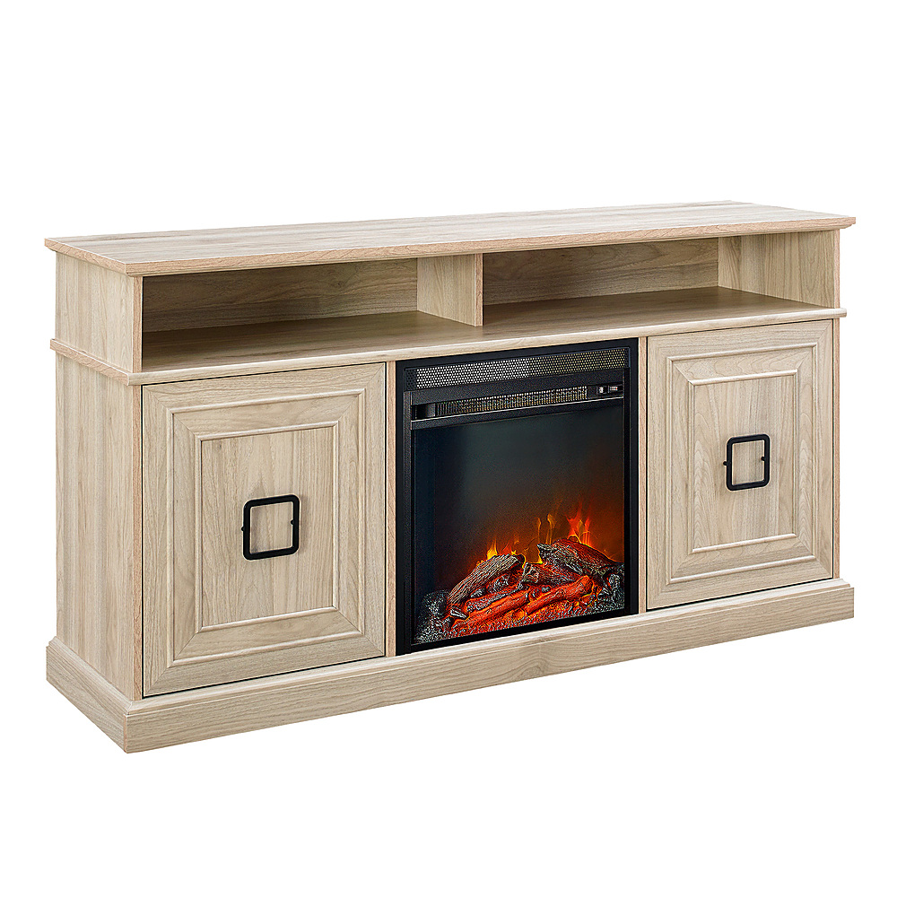 Angle View: Walker Edison - Modern Two Door Soundbar Storage Fireplace TV Stand for Most TVs up to 65" - Birch