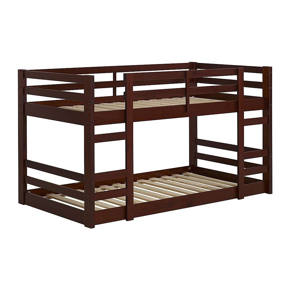 Angle View: Walker Edison - Solid Wood Low Twin over Twin Bunk Bed - Espresso
