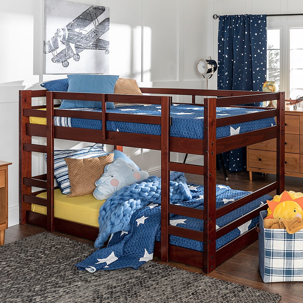 Best Buy: Walker Edison Solid Wood Low Twin Over Twin Bunk Bed Espresso ...