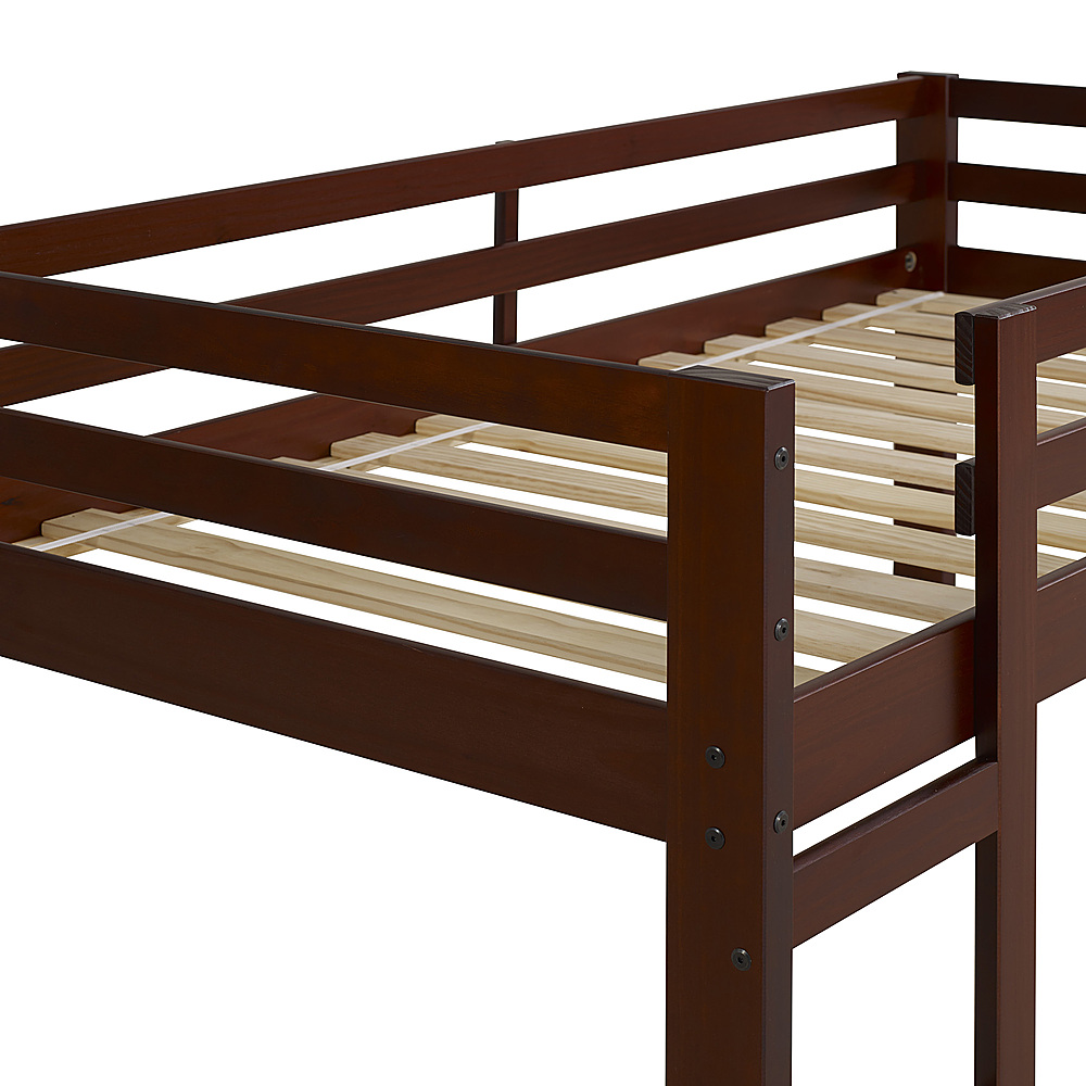 Left View: Walker Edison - Solid Wood Low Twin over Twin Bunk Bed - Espresso