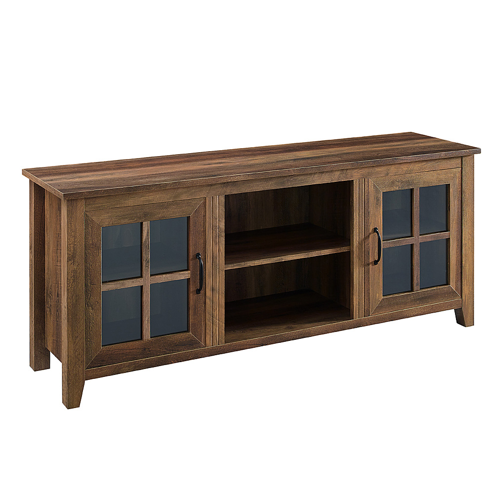 Angle View: Walker Edison - 58” Farmhouse 2 Door TV Stand for TVs up to 65” - Rustic Oak