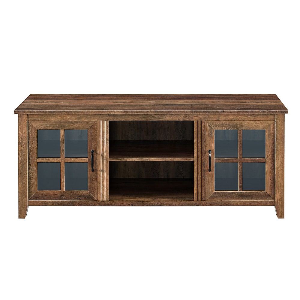 Front. Walker Edison - 58” Farmhouse 2 Door TV Stand for TVs up to 65” - Rustic Oak.