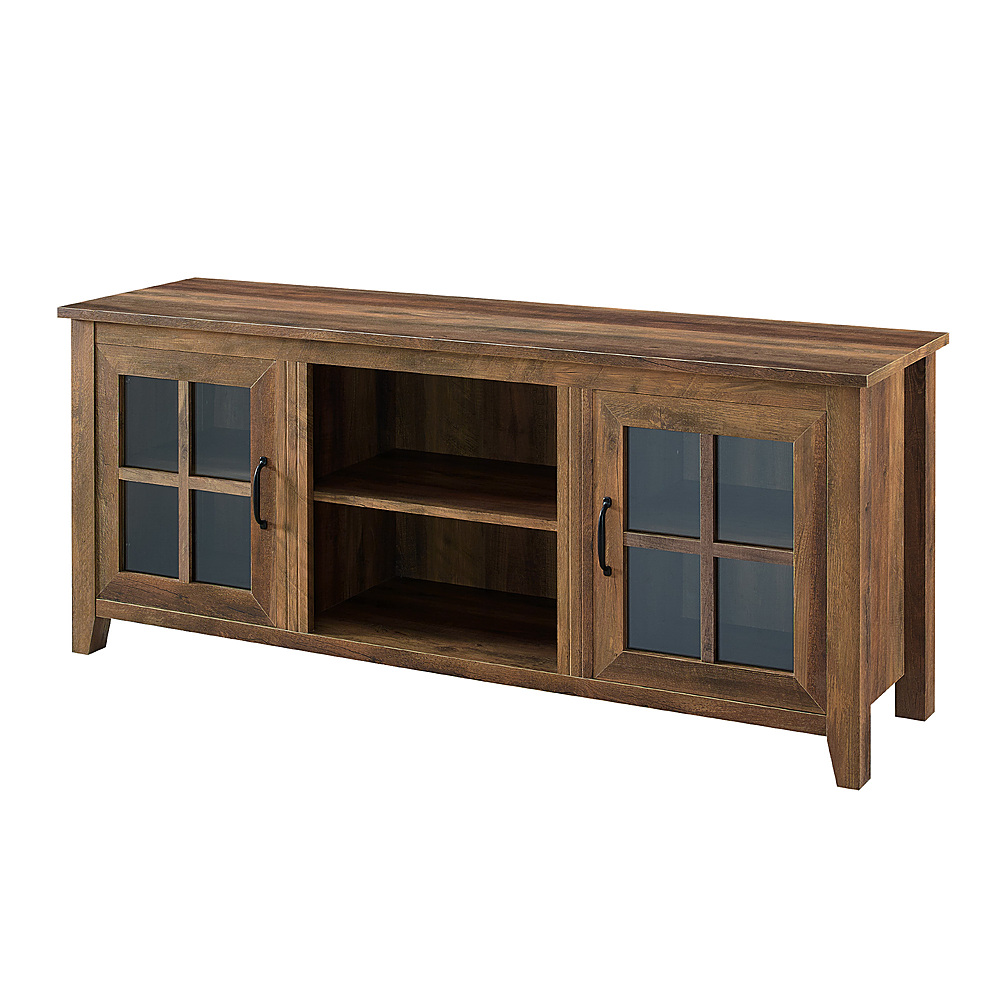 Left View: Walker Edison - 58” Farmhouse 2 Door TV Stand for TVs up to 65” - Rustic Oak