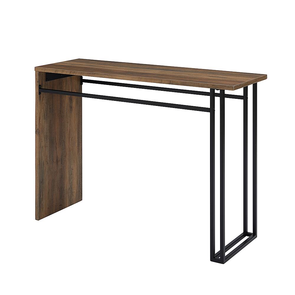 Left View: Walker Edison - 42” Modern Metal and Wood Waterfall Entry Table - Rustic Oak