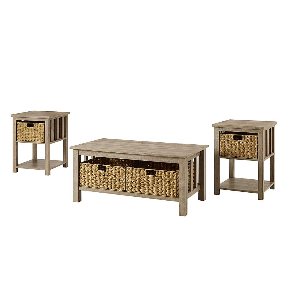 Angle View: Walker Edison - Mission Style 3 Piece Coffee and Side Table Set - Driftwood