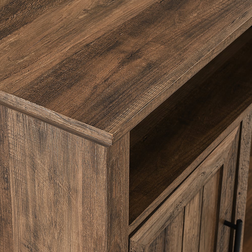 Walker Edison Groove Two Door Farmhouse Fireplace Corner TV Stand for