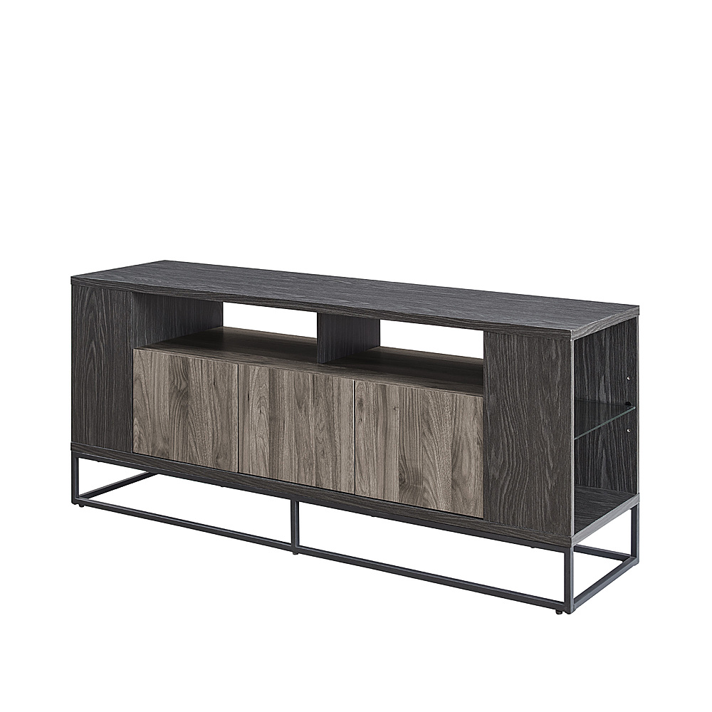 Left View: Walker Edison - 58” Contemporary 3-Door TV Stand for TVs up to 65” - Slate grey/Graphite