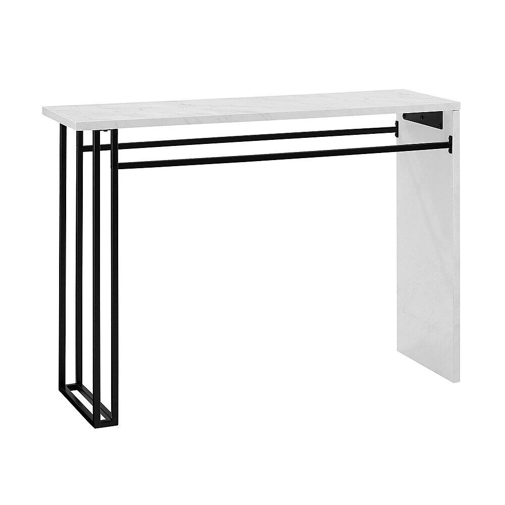 Angle View: Walker Edison - 42” Modern Metal and Wood Waterfall Entry Table - Faux white marble