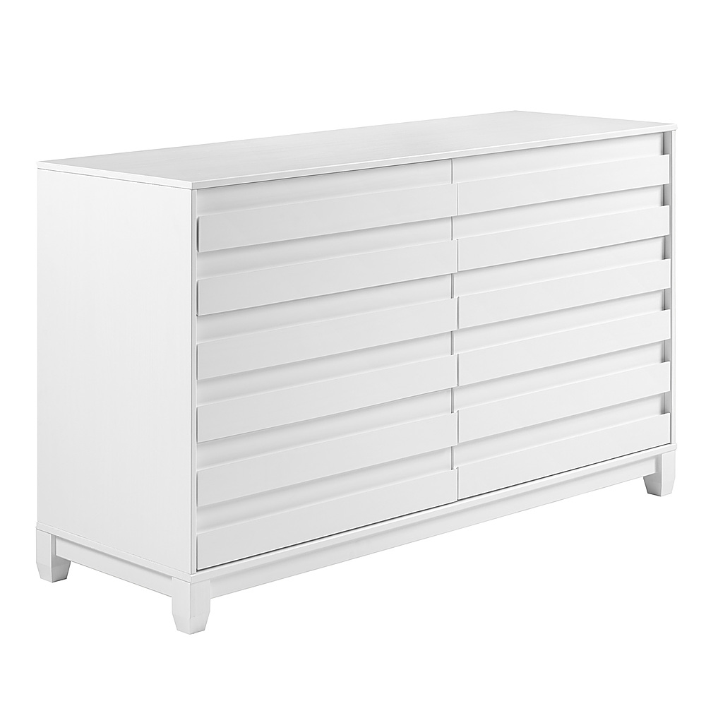 Angle View: Walker Edison - 60” Contemporary 6 Grooved Drawer Wood Dresser - White